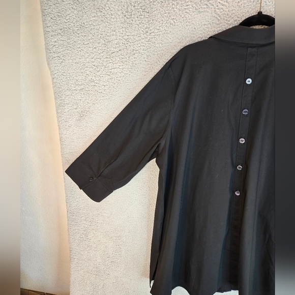 Foxcroft NYC Womens Sz 22W No Iron Black Casual Comfort Full Front Button Blouse - Picture 11 of 14